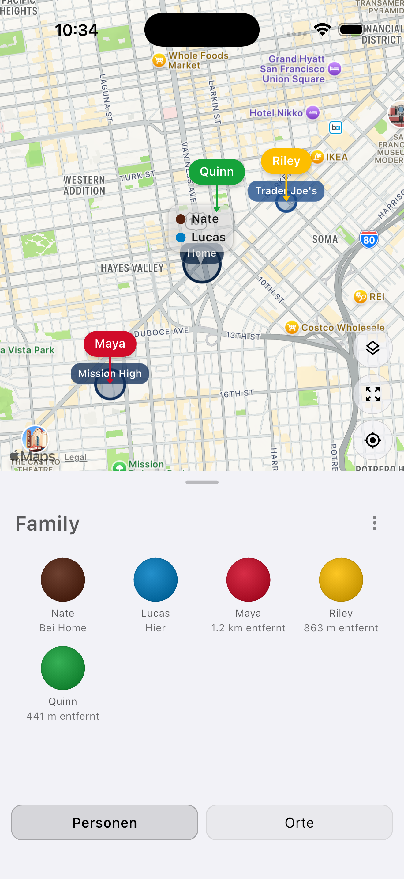 Mylo family map in German