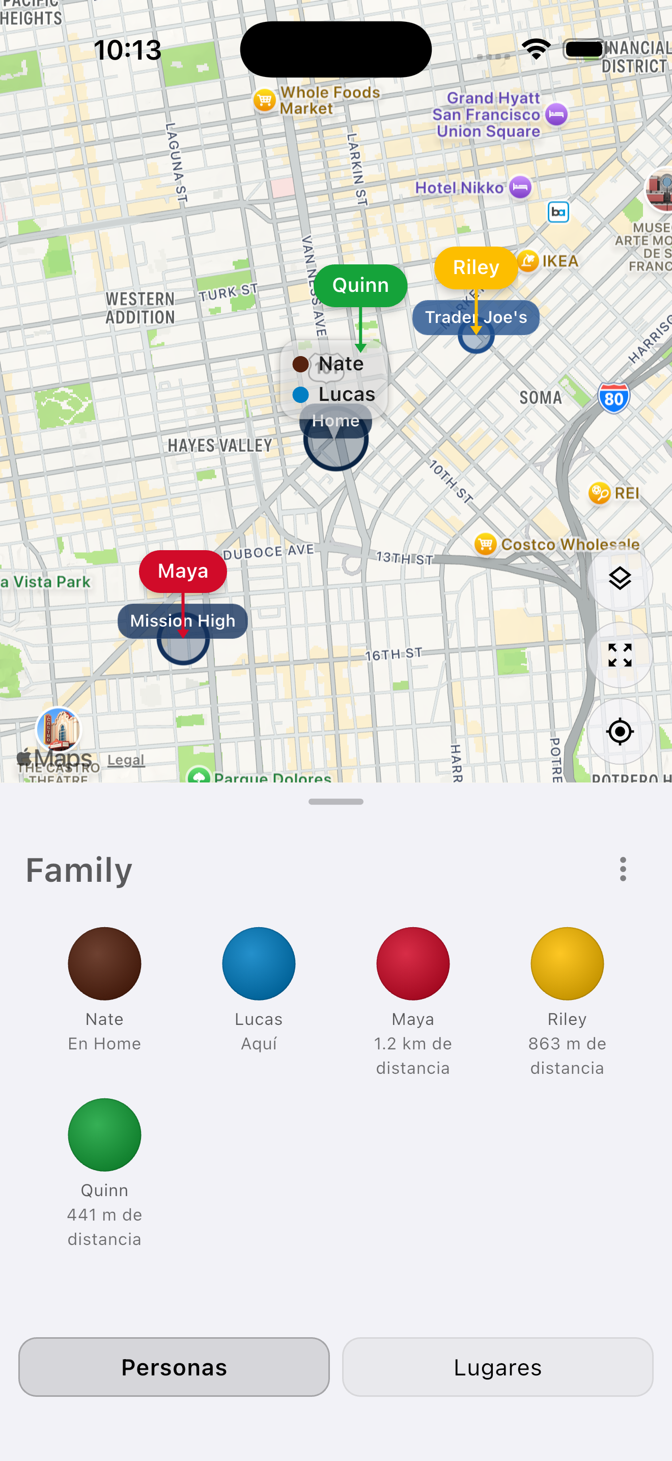 Mylo family map in Spanish